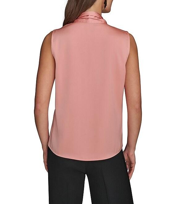 Donna Karan Charmeuse Sleeveless Tie Neck Top Product Image