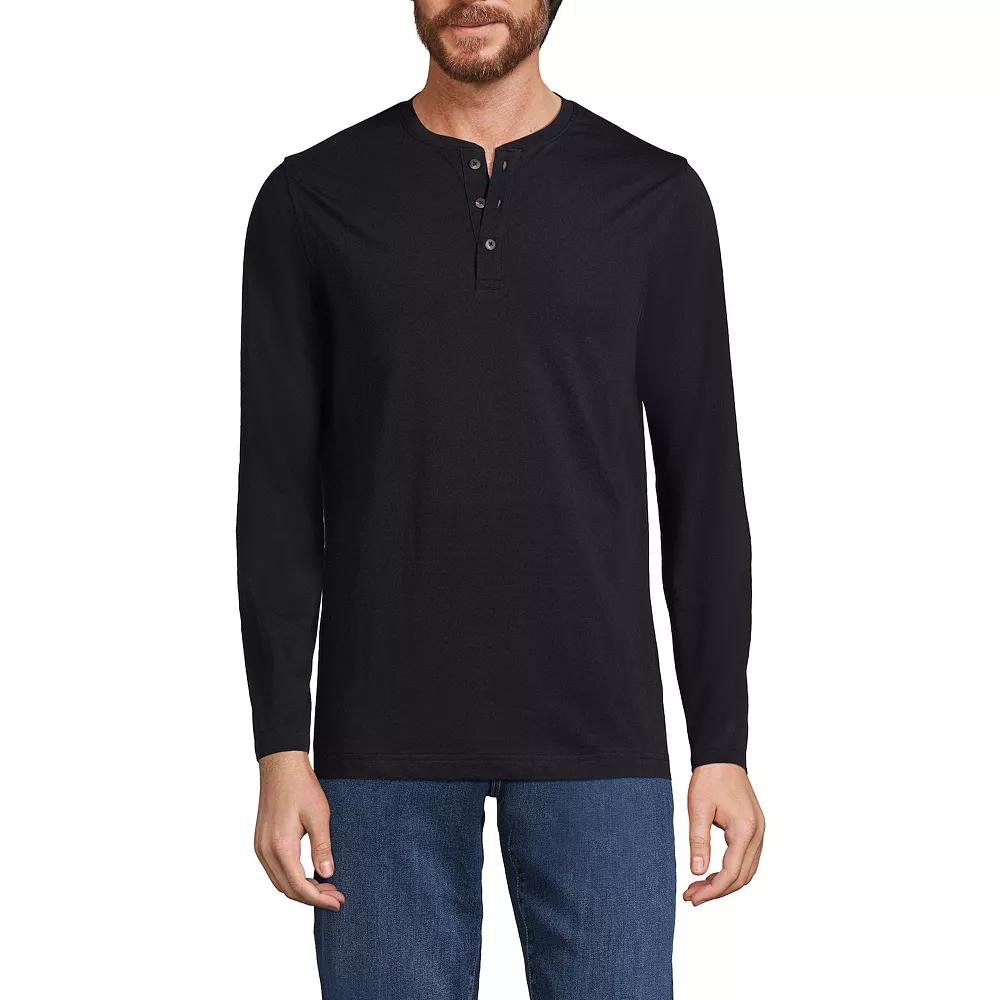 Men's Lands' End Long Sleeve Supima Jersey Henley Top,  Product Image
