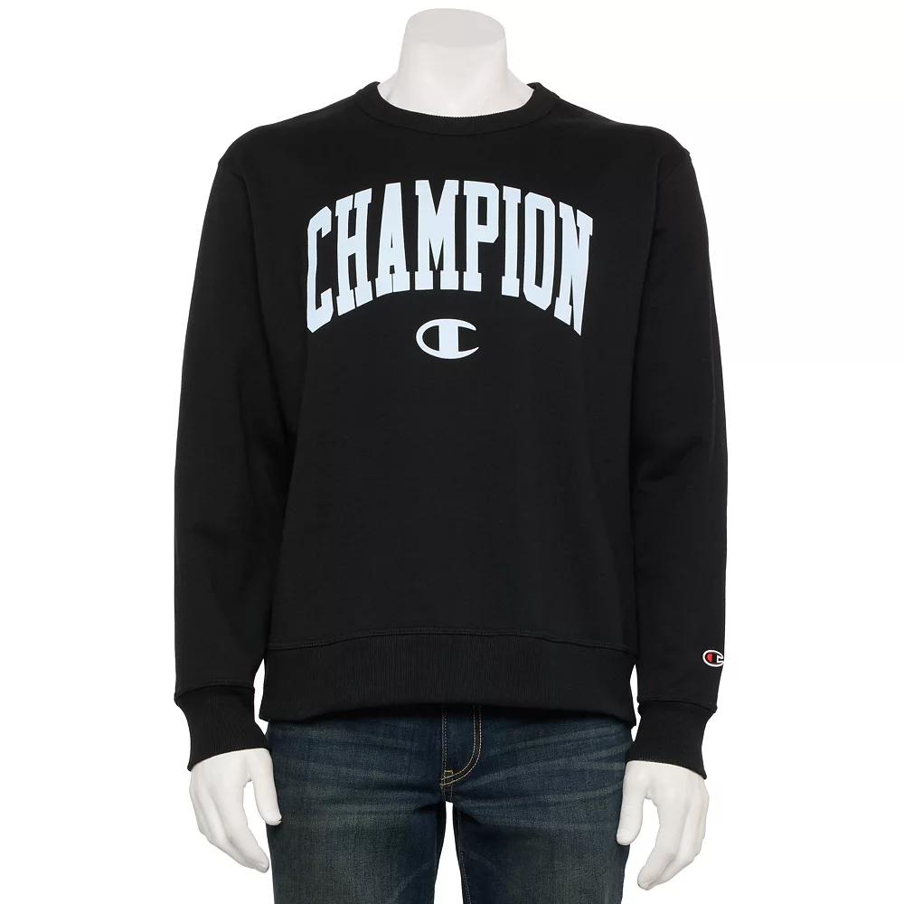Men's Champion® Powerblend Fleece Crewneck Sweatshirt, Size: Large, Black Product Image
