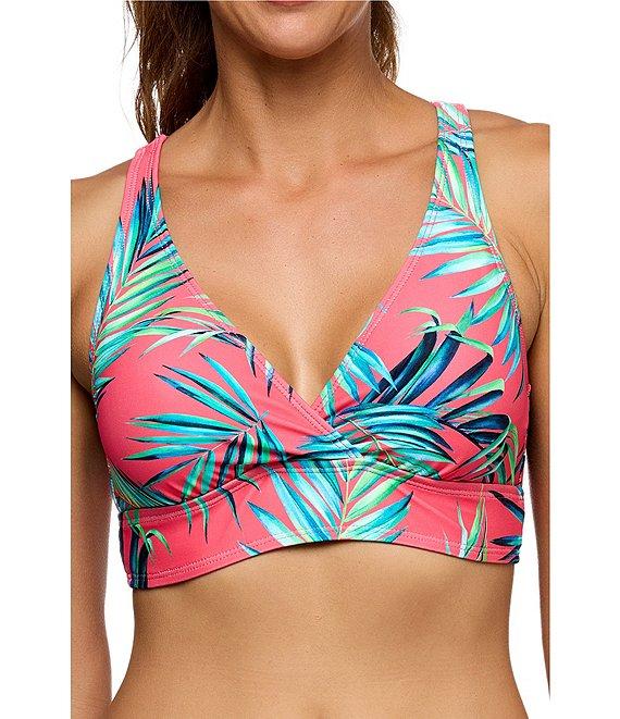 Next by Athena Tropicana Destination Palm Leaf Print Side Cinch Mid Rise Hipster Swim Bottom Product Image