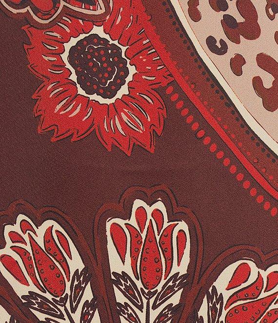 Alex Marie Kate Paisley Printed Satin Crew Neck Long Sleeve Belted Maxi Dress Product Image