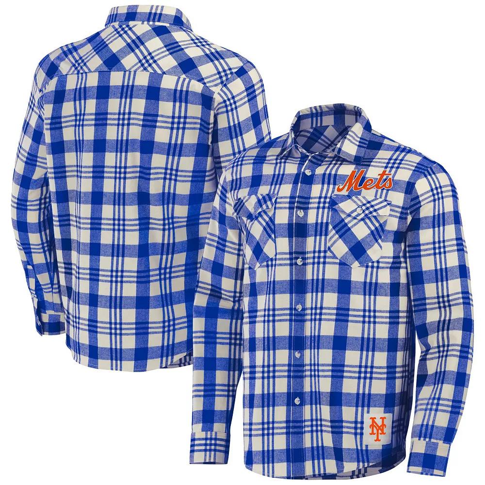 Men's Darius Rucker Collection by Fanatics Navy Detroit Tigers Plaid Flannel Button-Up Shirt, Size: Medium, Blue Product Image