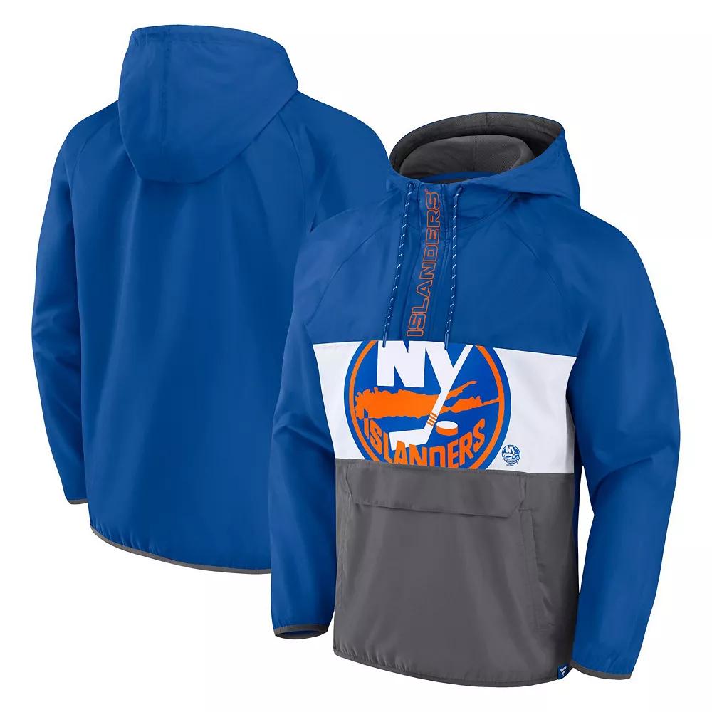 Men's Fanatics Branded Royal New York Islanders Flagrant Foul Anorak Raglan Half-Zip Hoodie Jacket, Size: Medium, Isl Blue Product Image