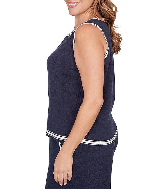 Ruby Rd. Plus Size Fine Gauge Jersey Knit Scoop Neck Sleeveless Sweater Tank Product Image