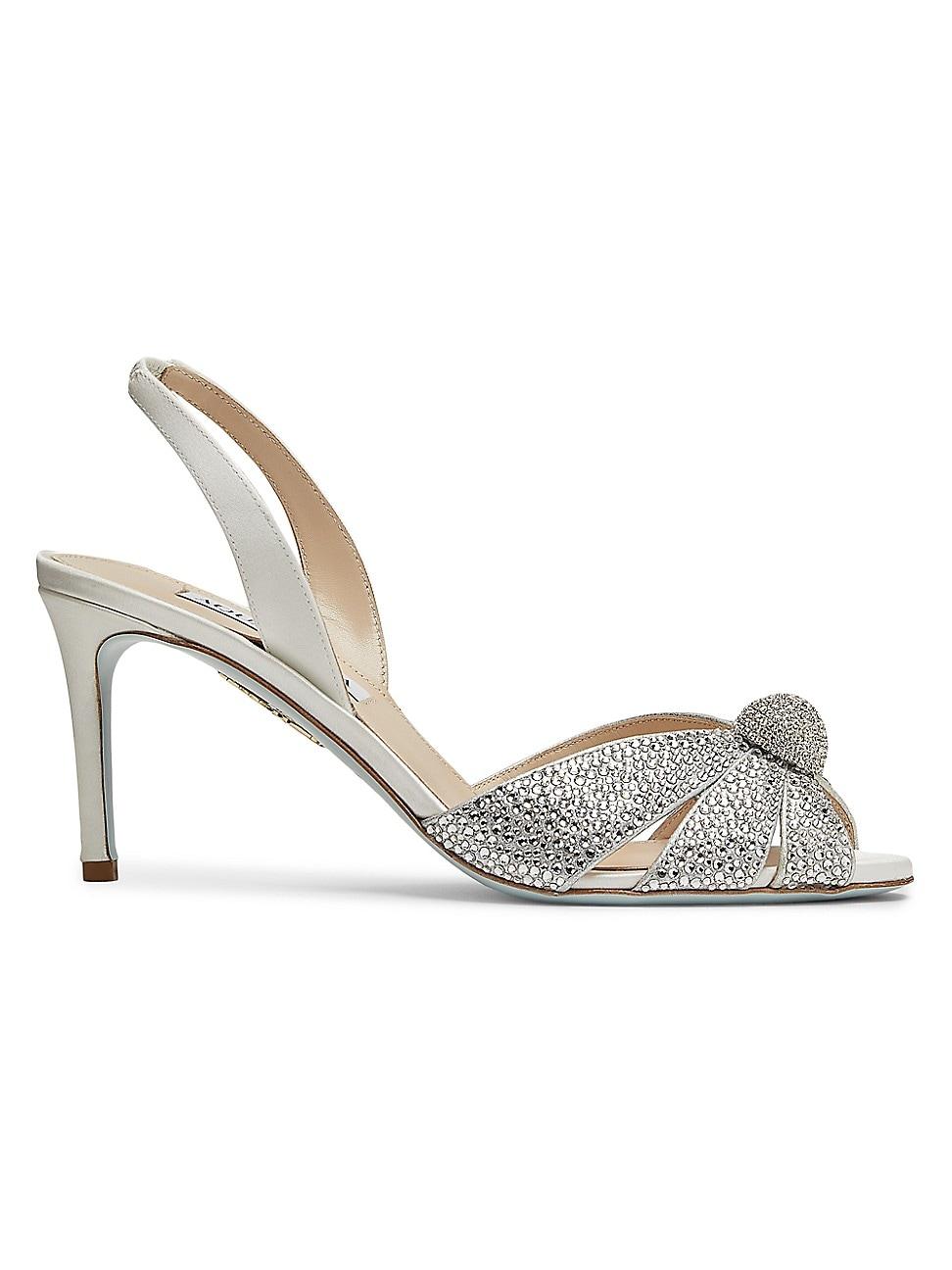 Womens Italian Flirt 75MM Crystal-Embellished Satin & Leather Slingback Sandals Product Image