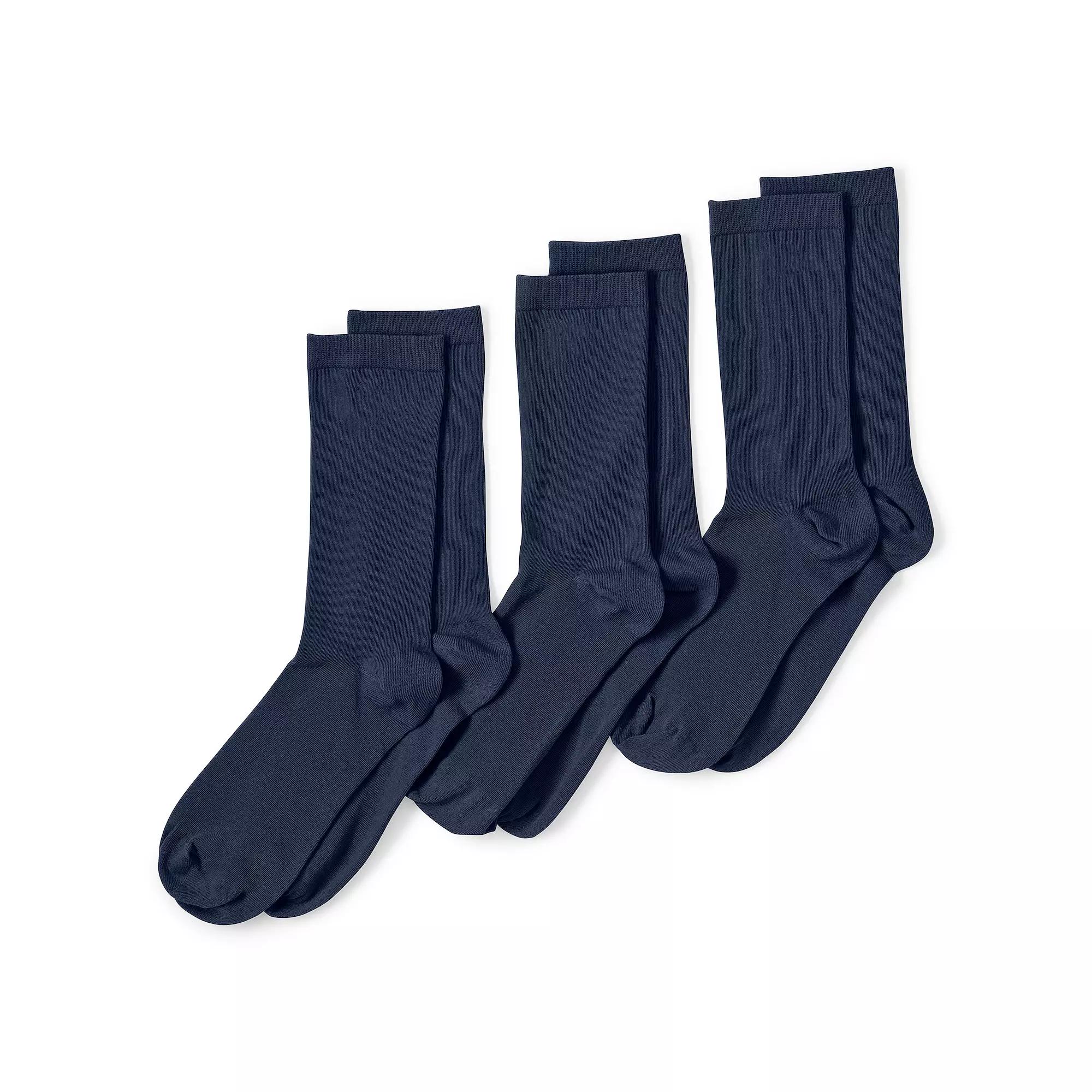 Women's Lands' End Seamless Toe Solid Crew Socks 3-Pack,  Product Image