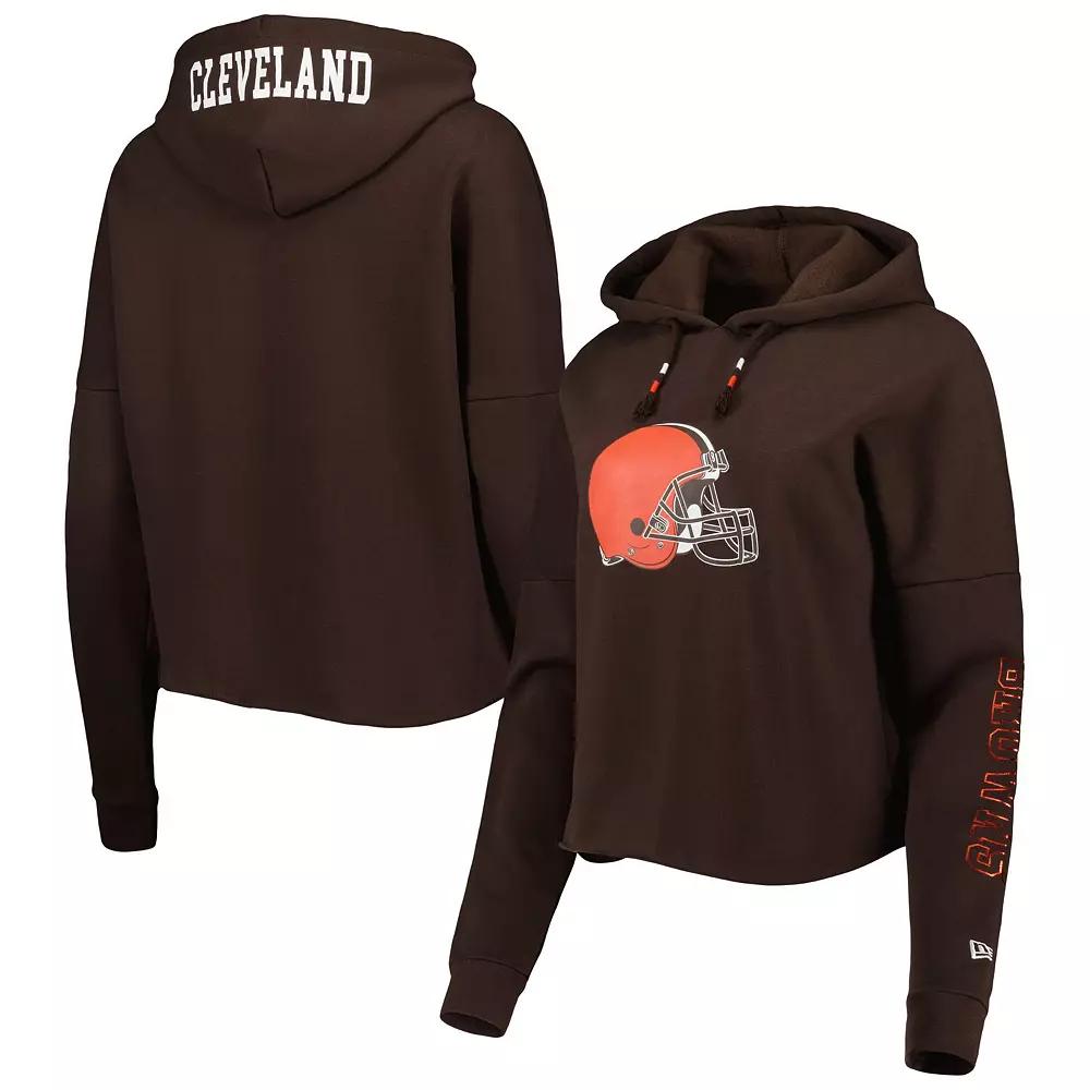 Women's New Era Brown Cleveland Browns Foil Sleeve Pullover Hoodie,  Product Image