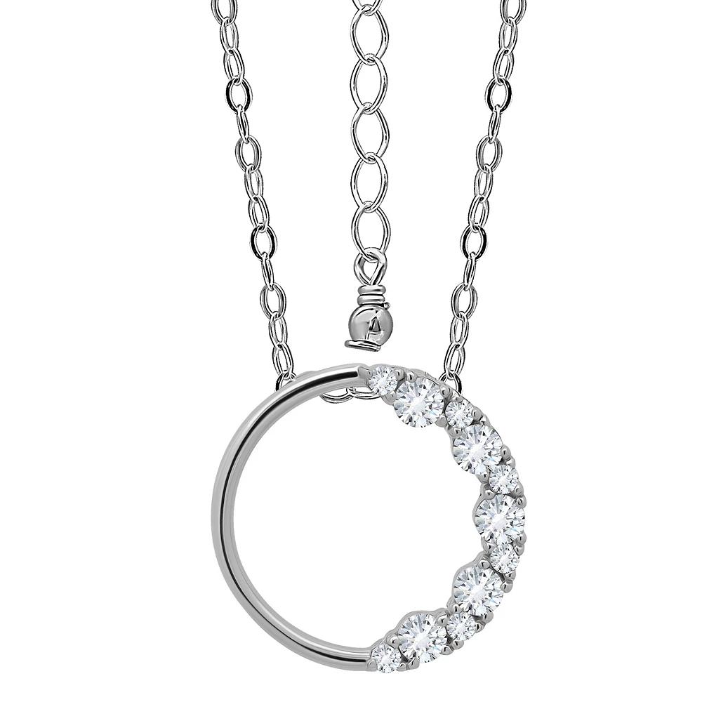 Aleure Precioso Sterling Silver Cubic Zirconia Open Circle Pendant Necklace, Women's, Size: 18" Product Image