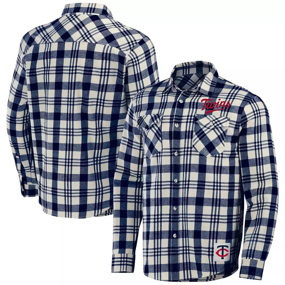 Men's Darius Rucker Collection by Fanatics Navy Detroit Tigers Plaid Flannel Button-Up Shirt, Size: Medium, Blue Product Image