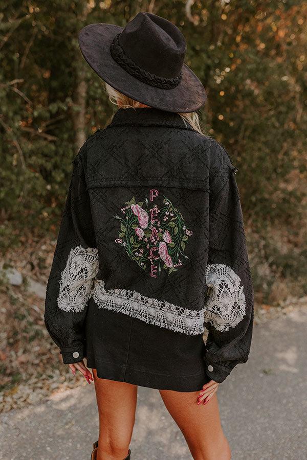 Boho Lifestyle Embroidered Jacket in Black Product Image