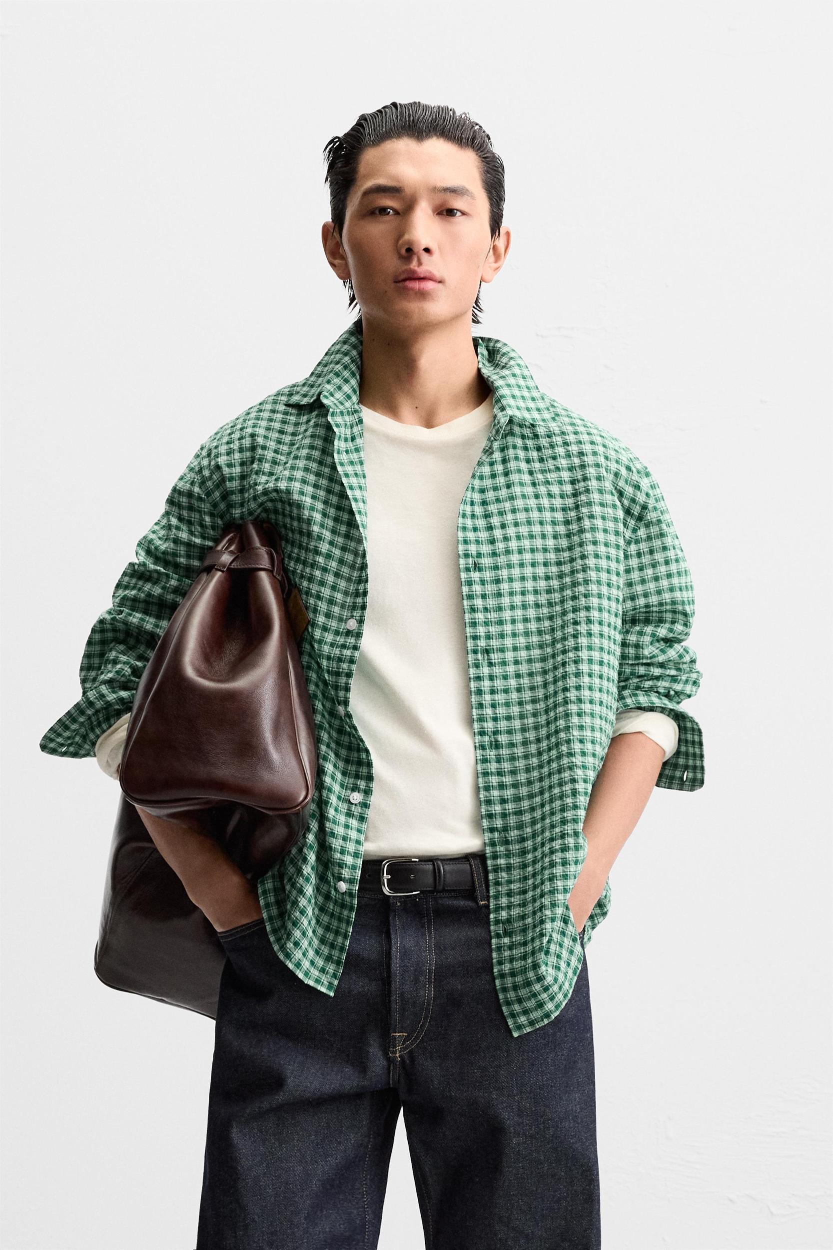TEXTURED PLAID SHIRT Product Image