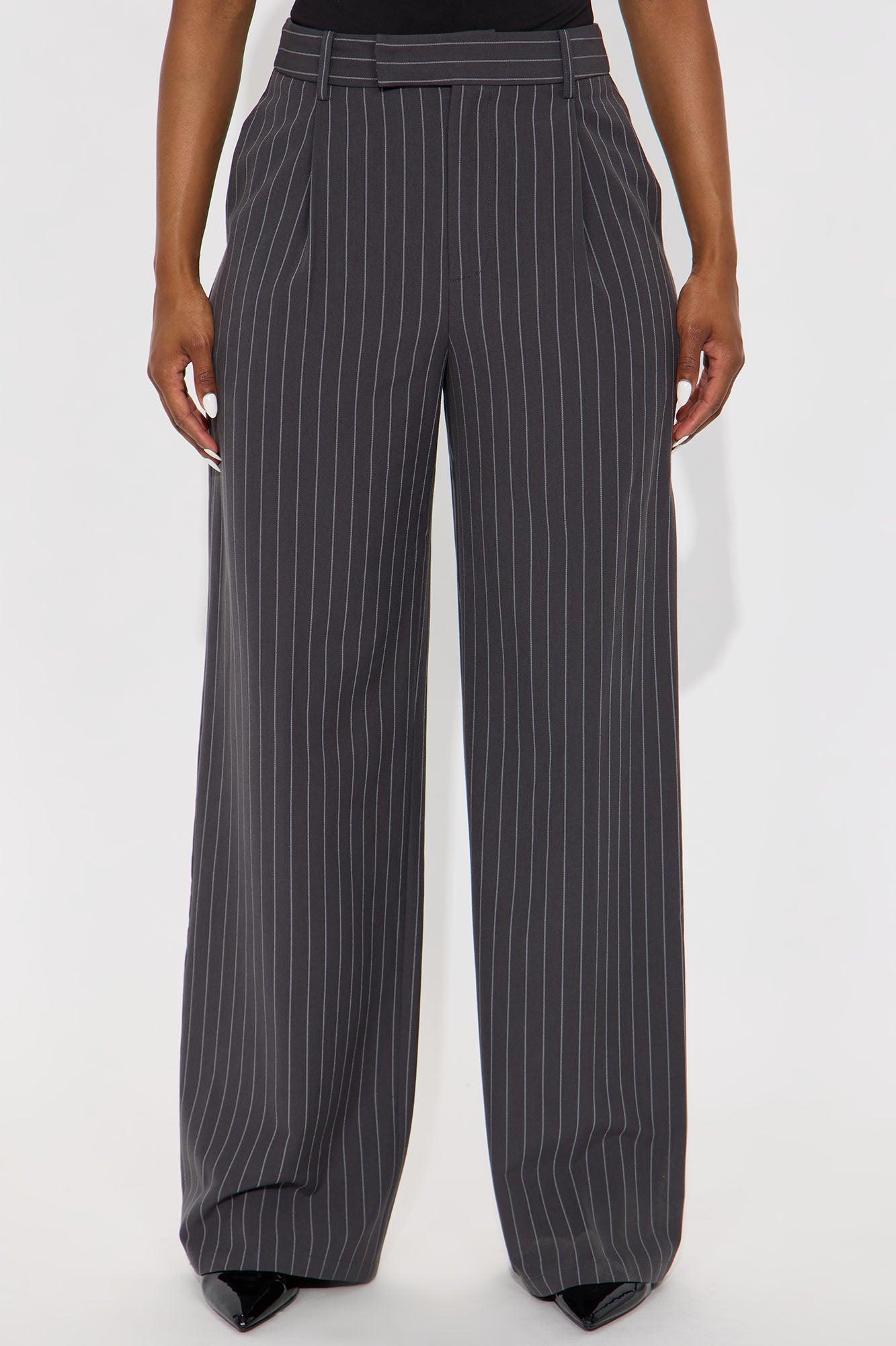 Angie Pinstripe Trouser - Charcoal Female Product Image