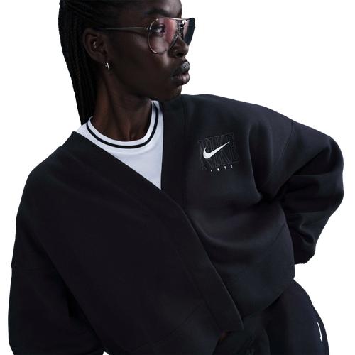 Nike Womens Nike NSW Phoenix Fleece OOS Graphic Cardigan - Womens Black Product Image