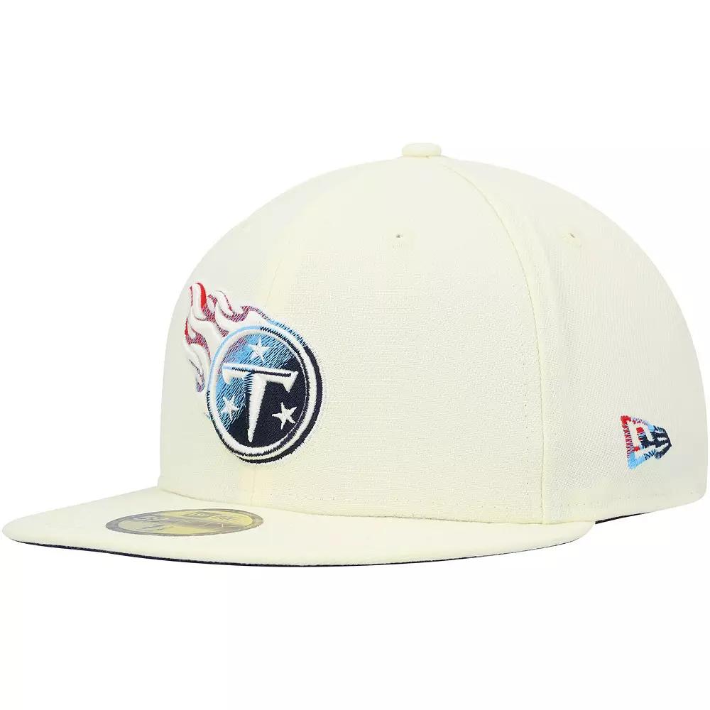 Men's New Era Cream Tennessee Titans Chrome Color Dim 59FIFTY Fitted Hat,  Product Image