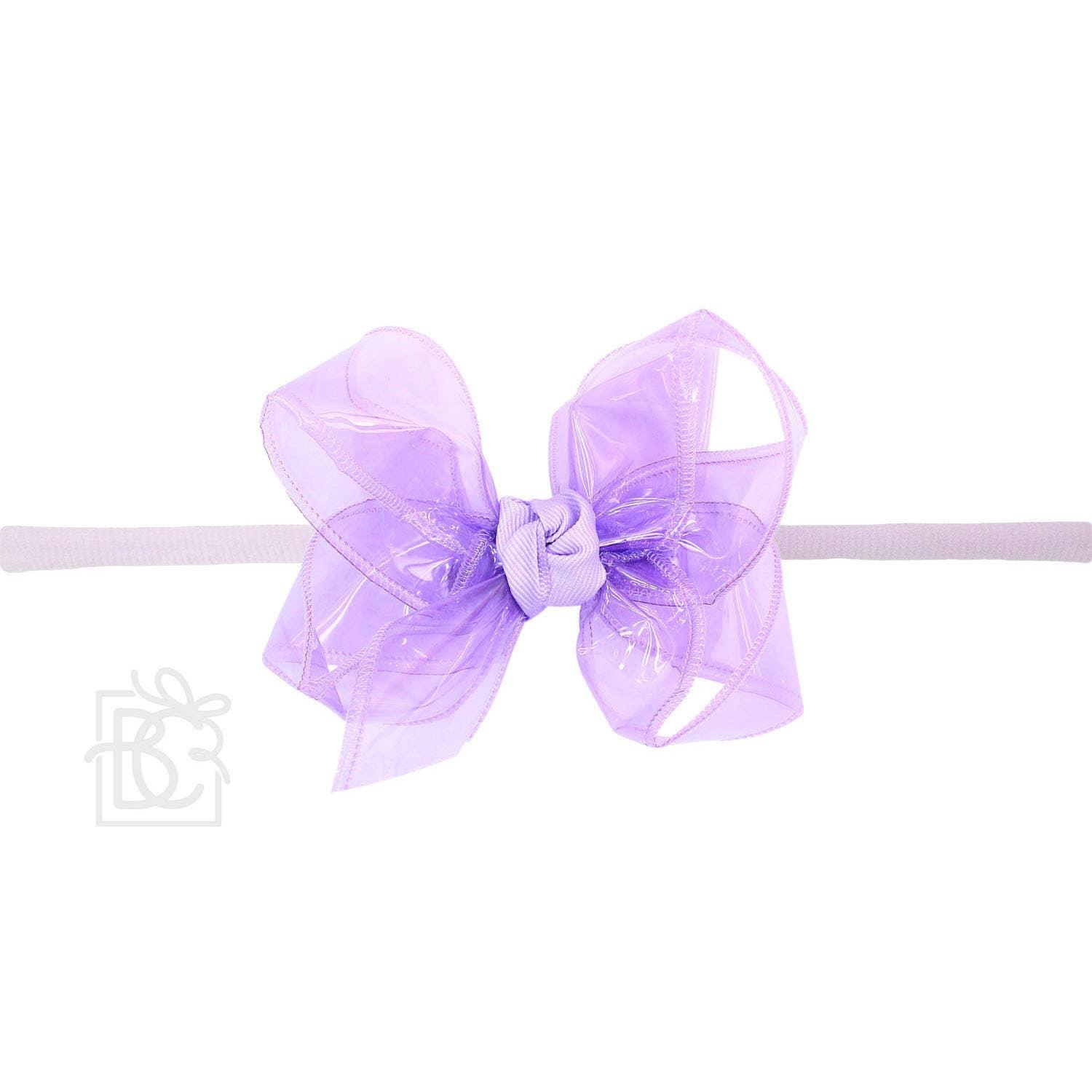 1/4" PANTYHOSE HEADBAND W/WATERPROOF BOW: 5.5" Huge - 2.5" Ribbon / AQUA Product Image