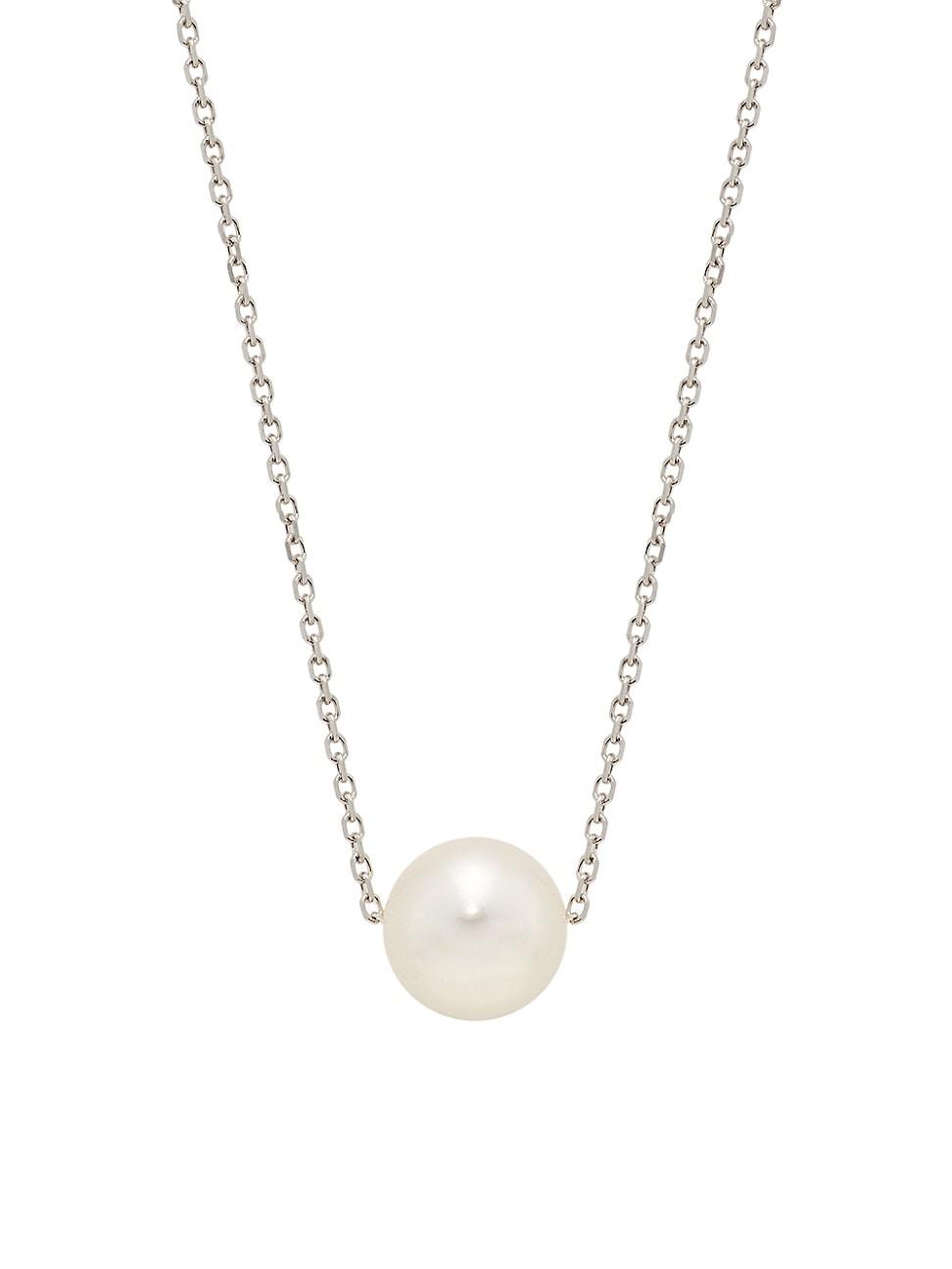 Womens 14K White Gold & Pearl Pendant Necklace Product Image