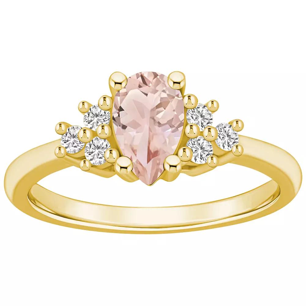 Alyson Layne 14k Gold Pear Shape Morganite & 1/5 Carat T.W. Diamond Ring, Women's, Size: 9 Product Image