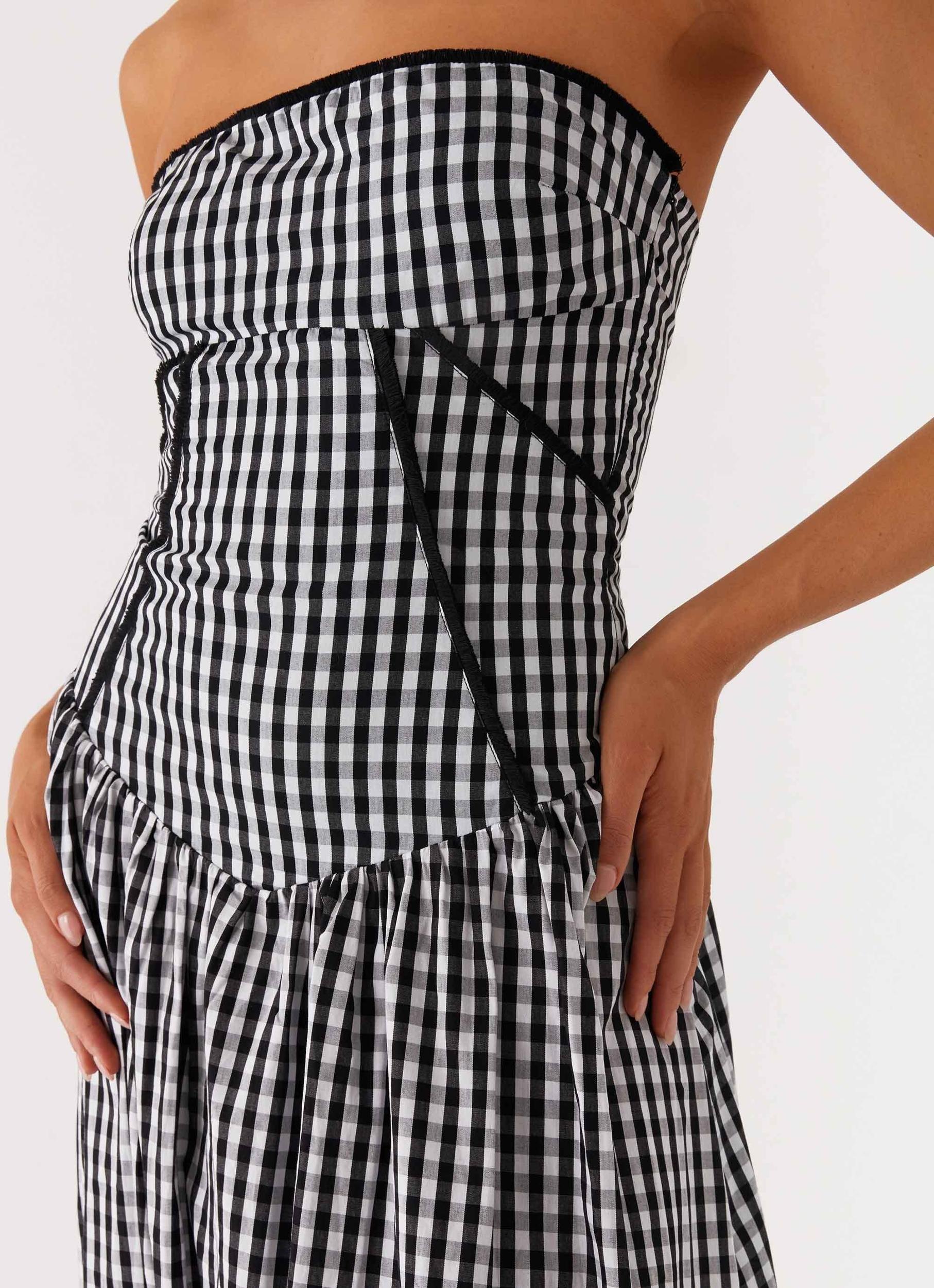 Larnie Midi Dress - Black Gingam Product Image