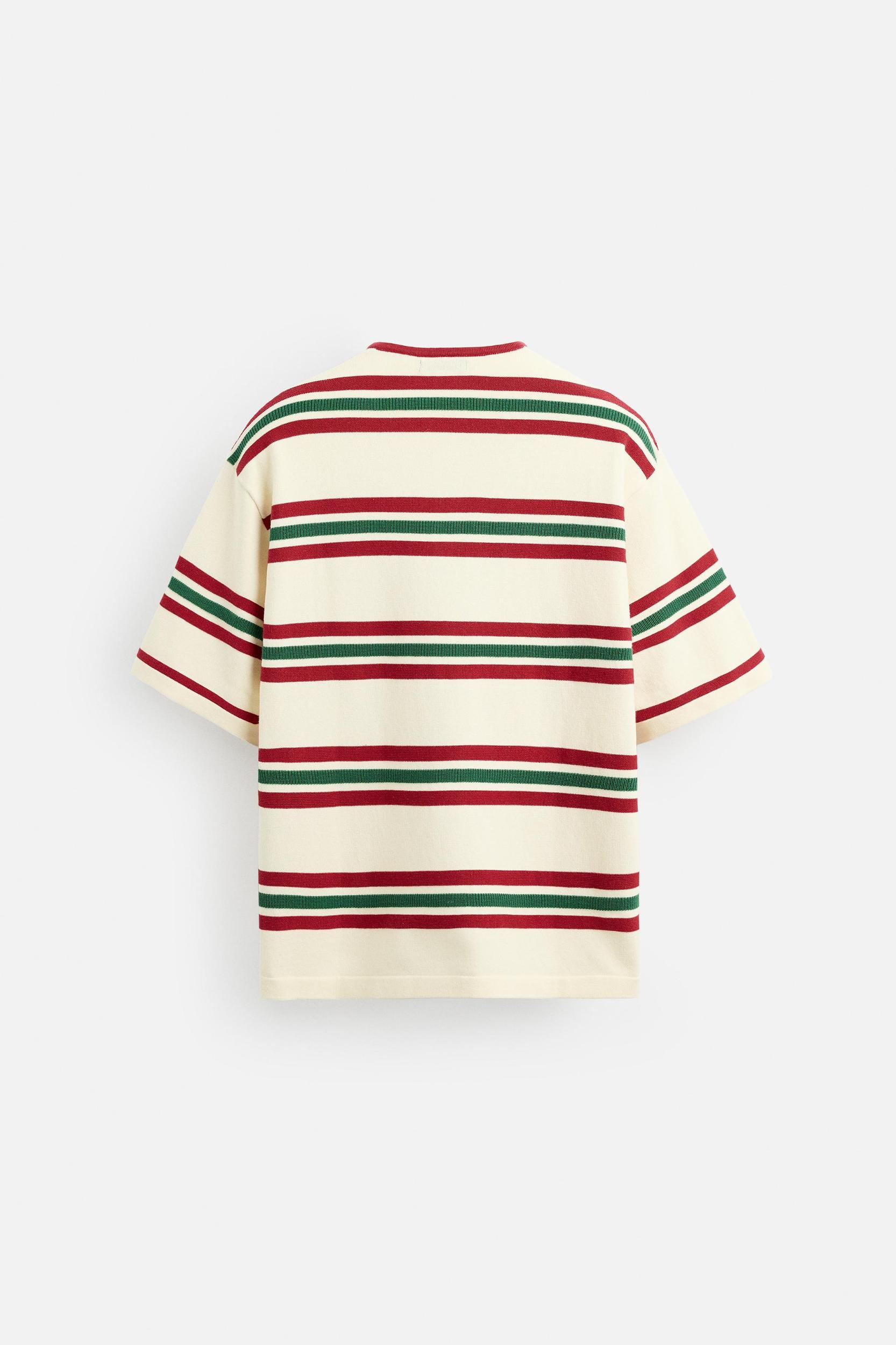STRIPED TEXTURED KNIT T-SHIRT Product Image