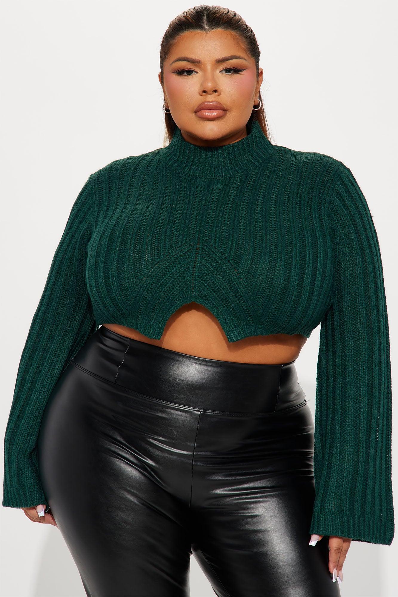 Rebel Heart Cropped Turtleneck Sweater - Hunter Female Product Image