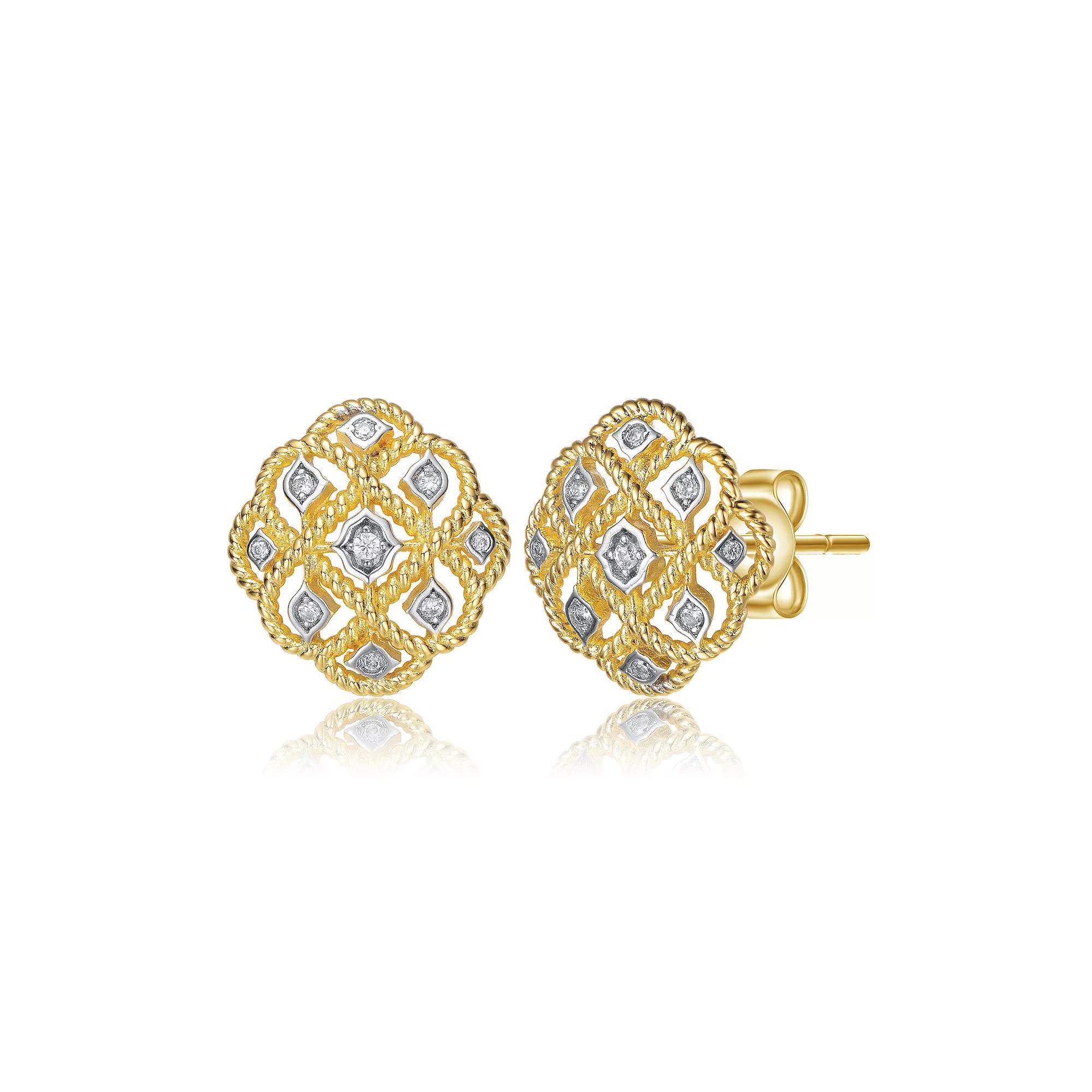 14k Gold Plated Cubic Zirconia Stud Earrings, Womens, Gold Tone Product Image
