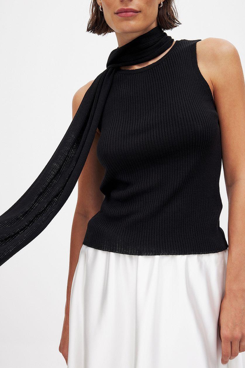 Knitted Scarf Detail Top Product Image