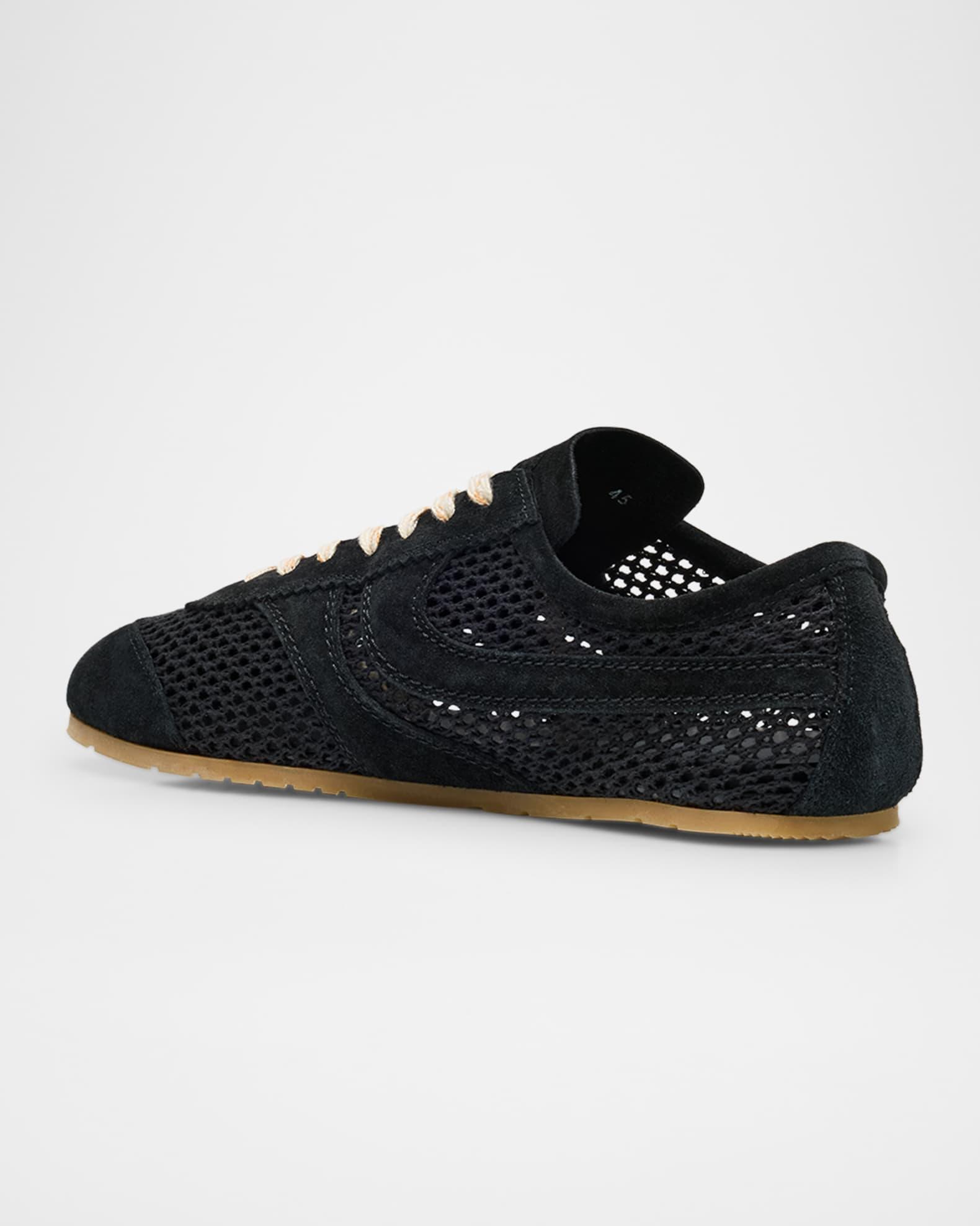 Men's Mesh and Leather Low-Top Sneakers Product Image