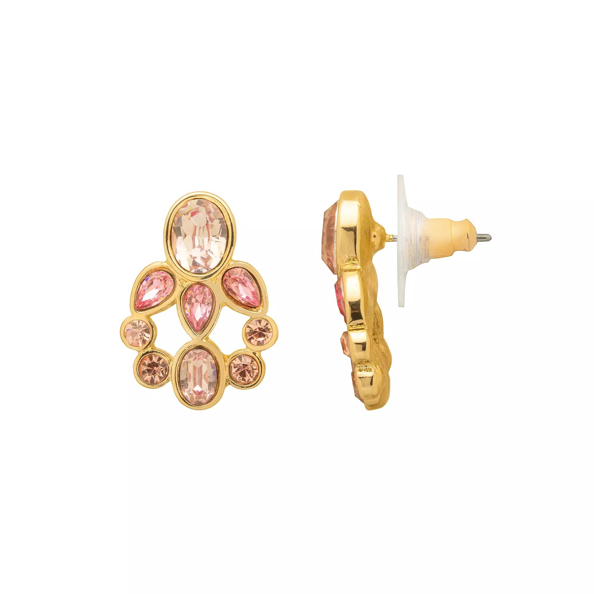 LC Lauren Conrad Gold Tone Mini Chandelier Earrings, Women's, Pink Product Image