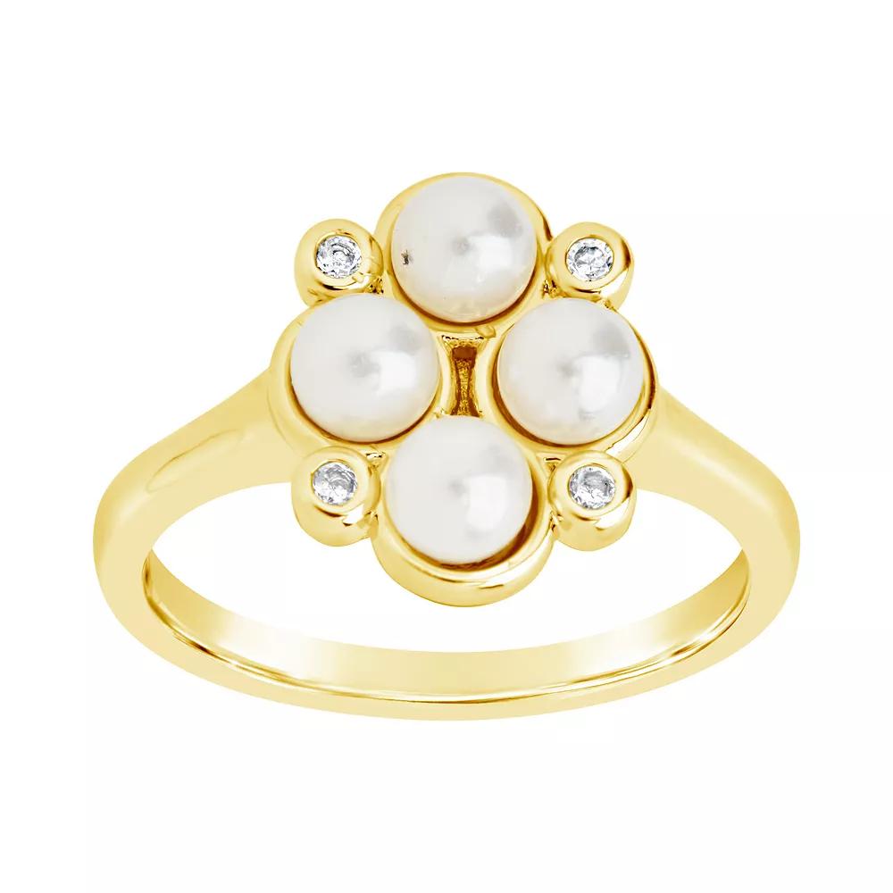 MC Collective Cosetta Simulated Pearl & Cubic Zirconia Ring, Women's, Size: 7, Silver Product Image