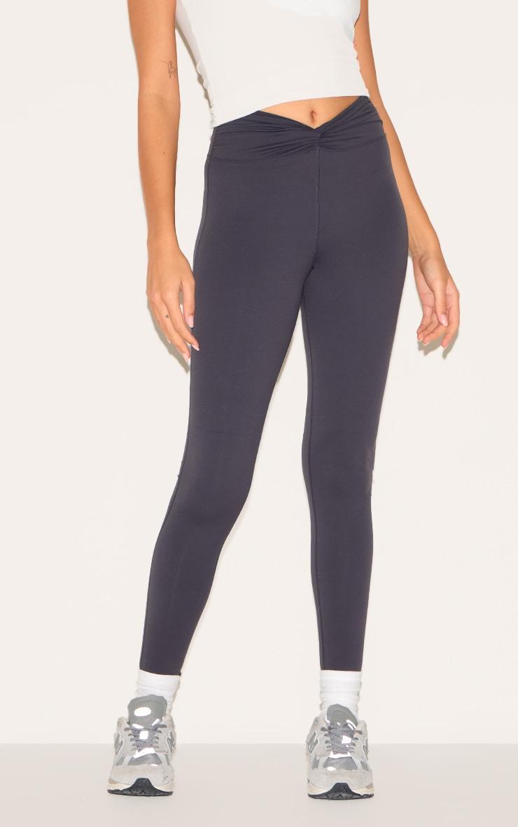 Charcoal Sculpt Twist Front Gym Leggings Product Image