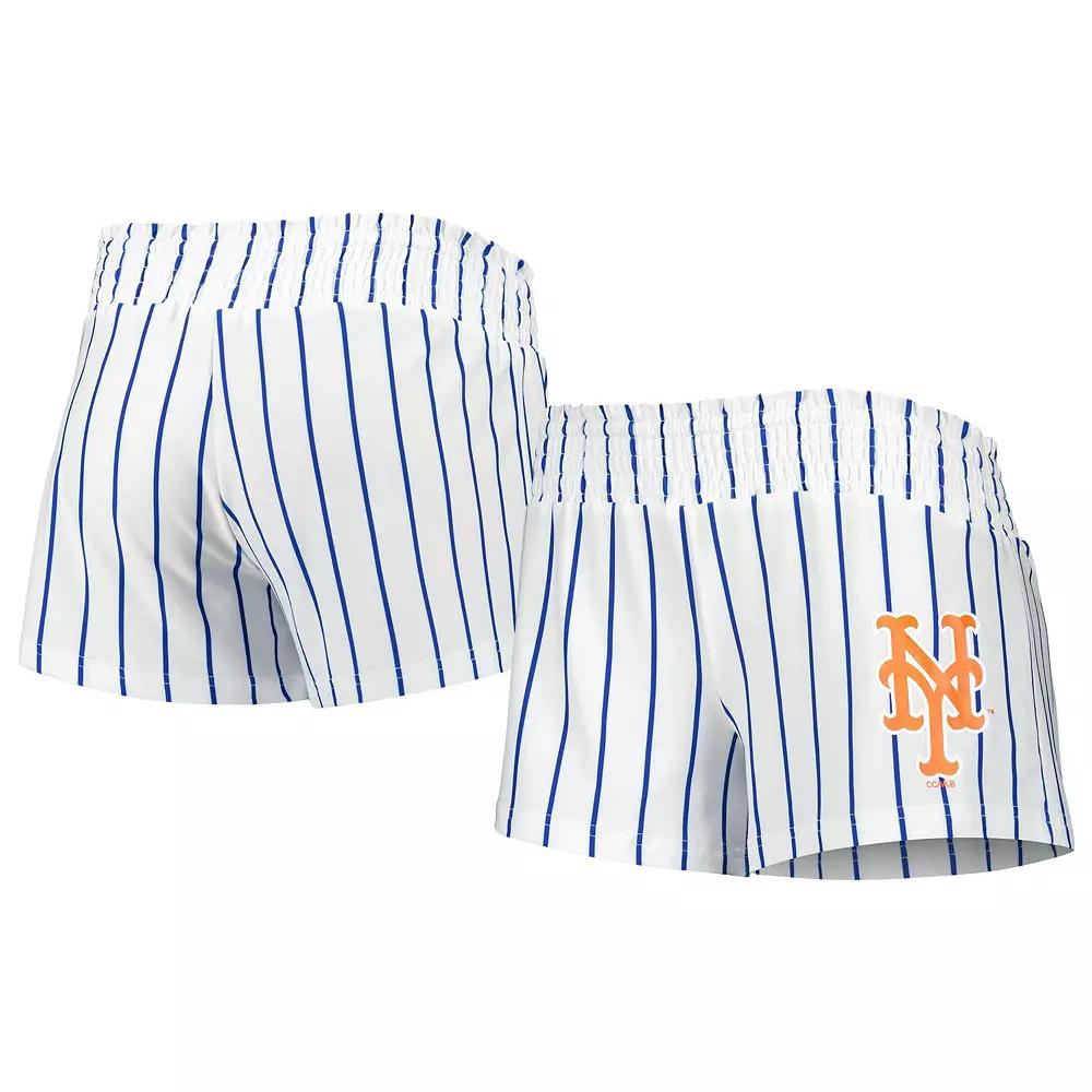 Women's Concepts Sport White New York Mets Reel Pinstripe Sleep Shorts, Size: Medium Product Image
