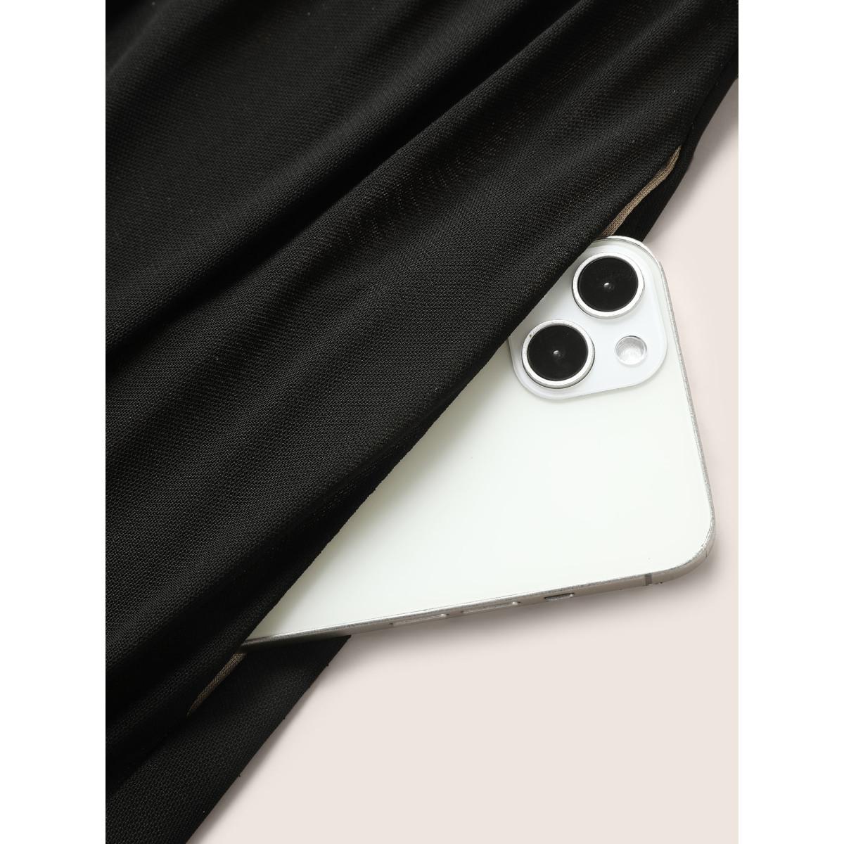 Plus Size Solid Mesh Ruched Midi Tank Dress Black Women Cocktail V-neck Sleeveless Curvy BloomChic 28/5X Product Image