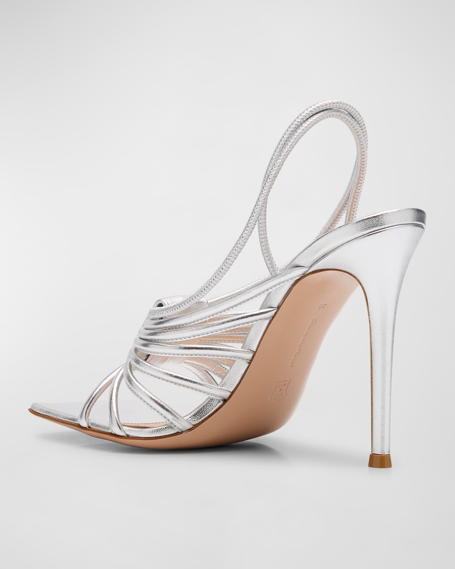 Metallic Strappy Caged Slingback Sandals Product Image