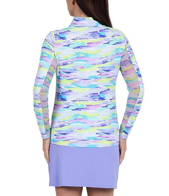 IBKUL Long Sleeve Multi Camo Half-Zip Mock Neck Printed Top Product Image
