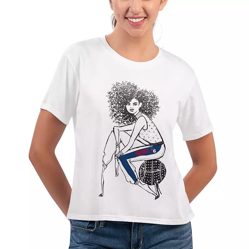 Women's G-III 4Her by Carl Banks White Philadelphia 76ers Play the Ball Cropped T-Shirt,  Product Image
