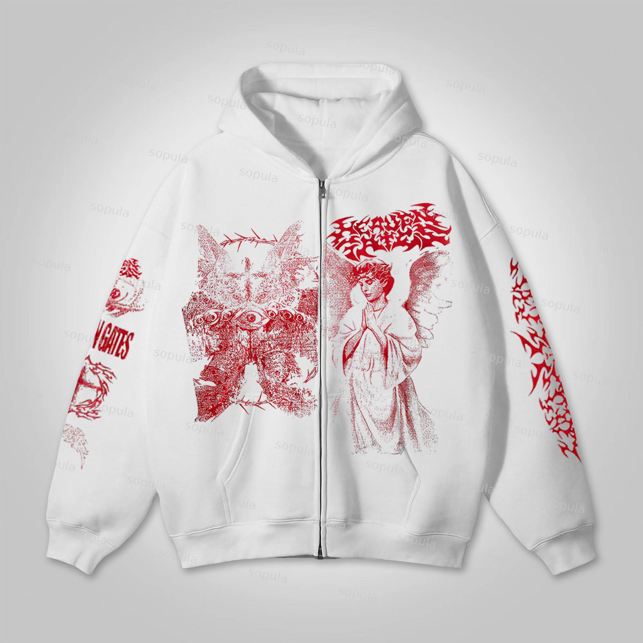 Heaven Gates Angelic Graphic Print Zip Up Hoodie Product Image