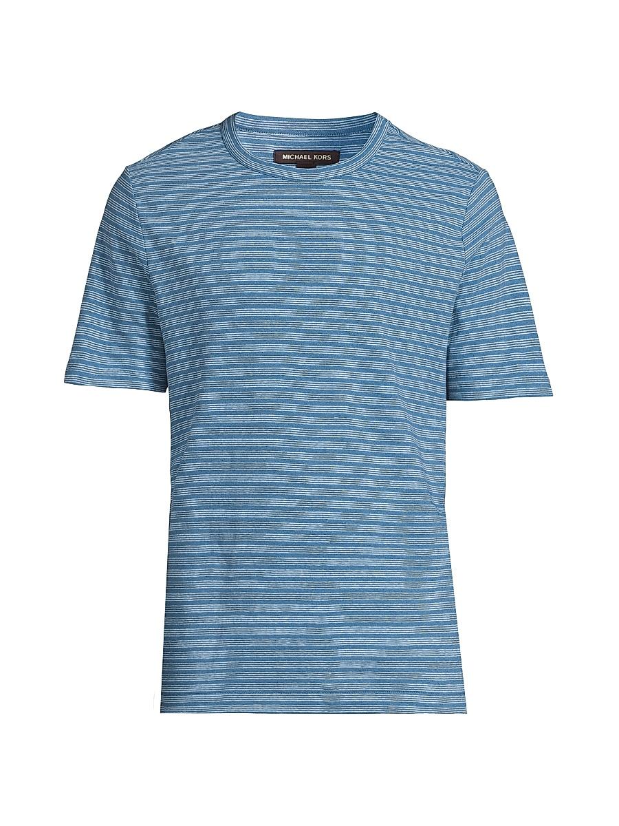 Mens Linen-Cotton Striped T-Shirt Product Image