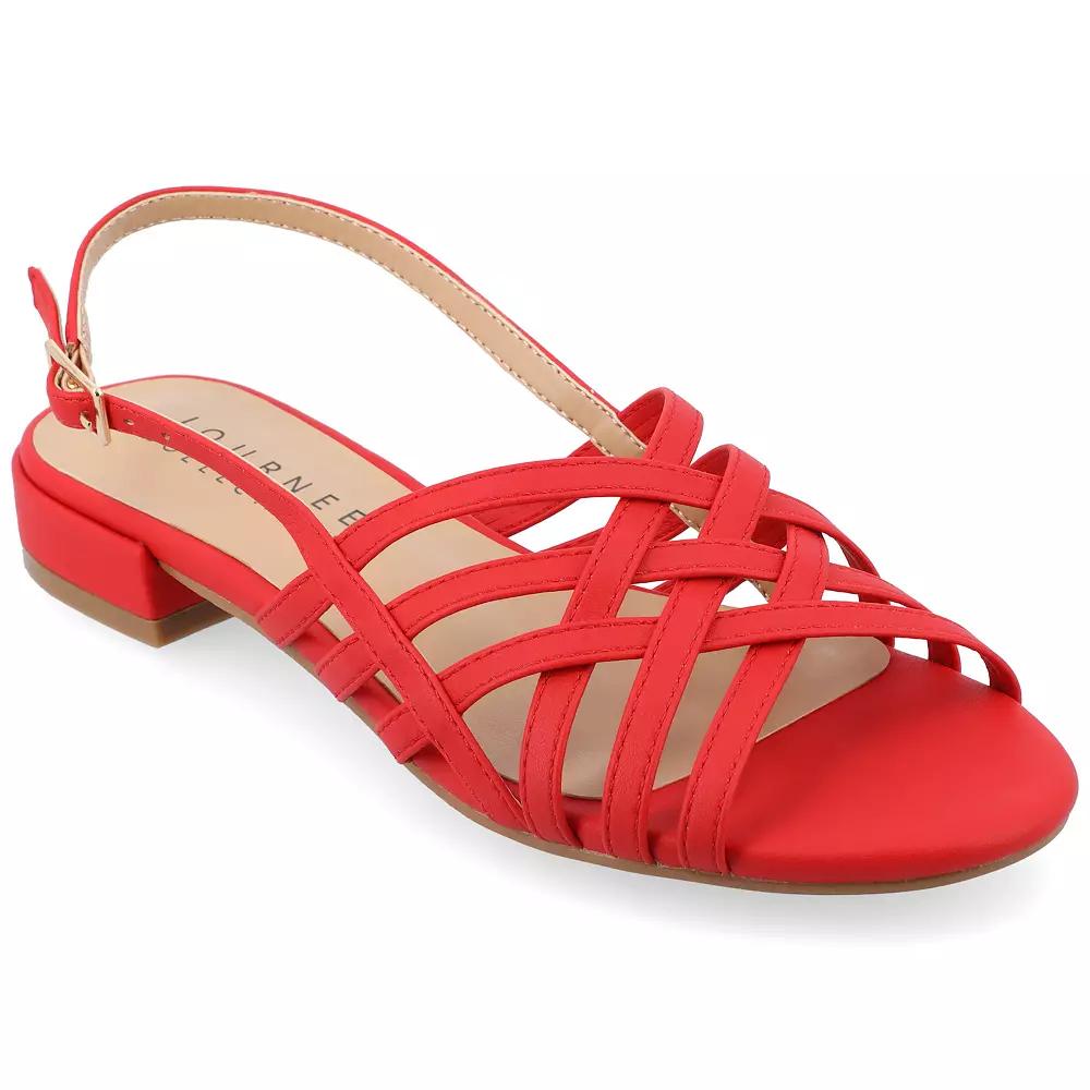 Journee Cassandra Women's Faux Leather Woven Sandals,  Product Image