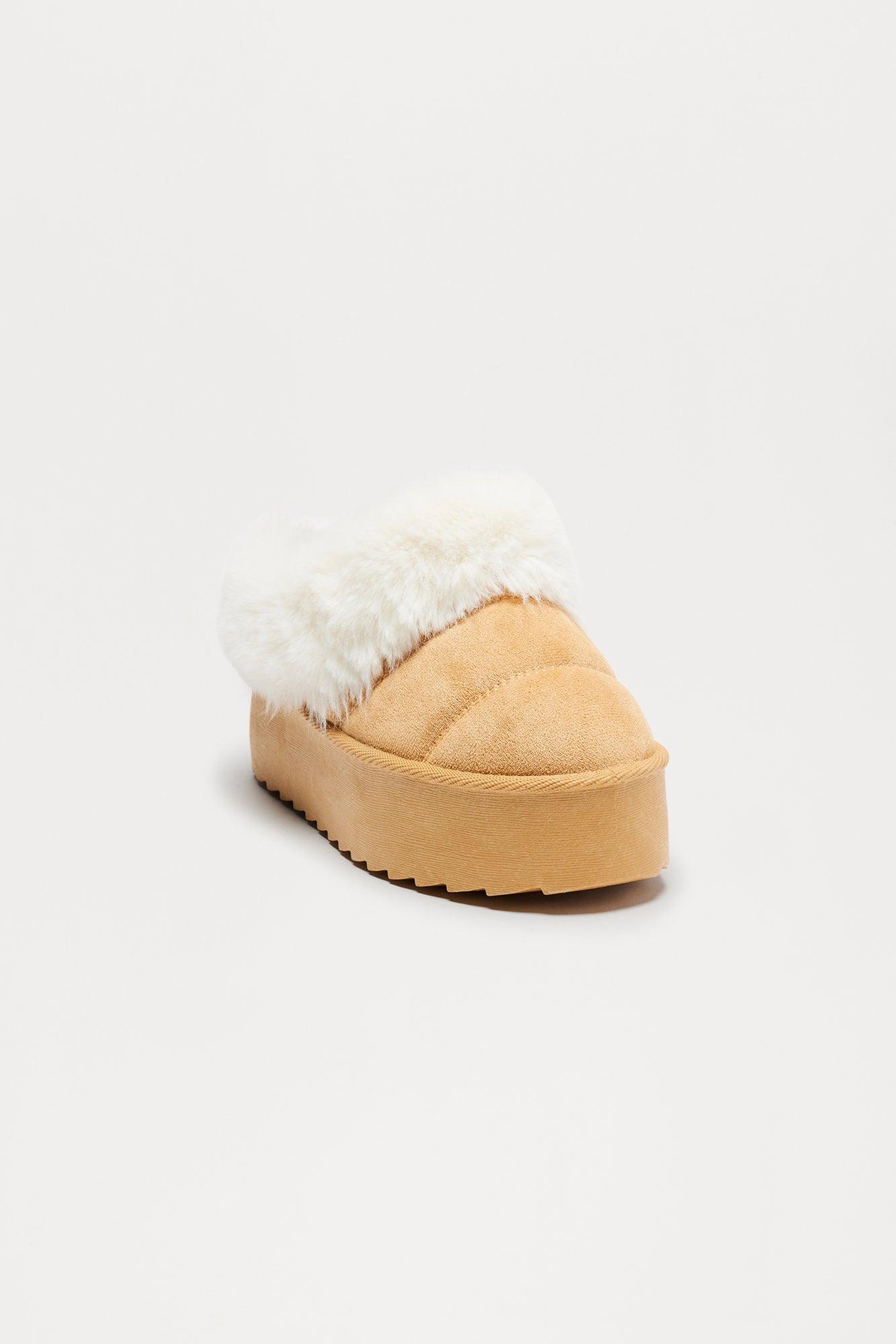 North Pole Fur Trim Booties - Tan Female Product Image