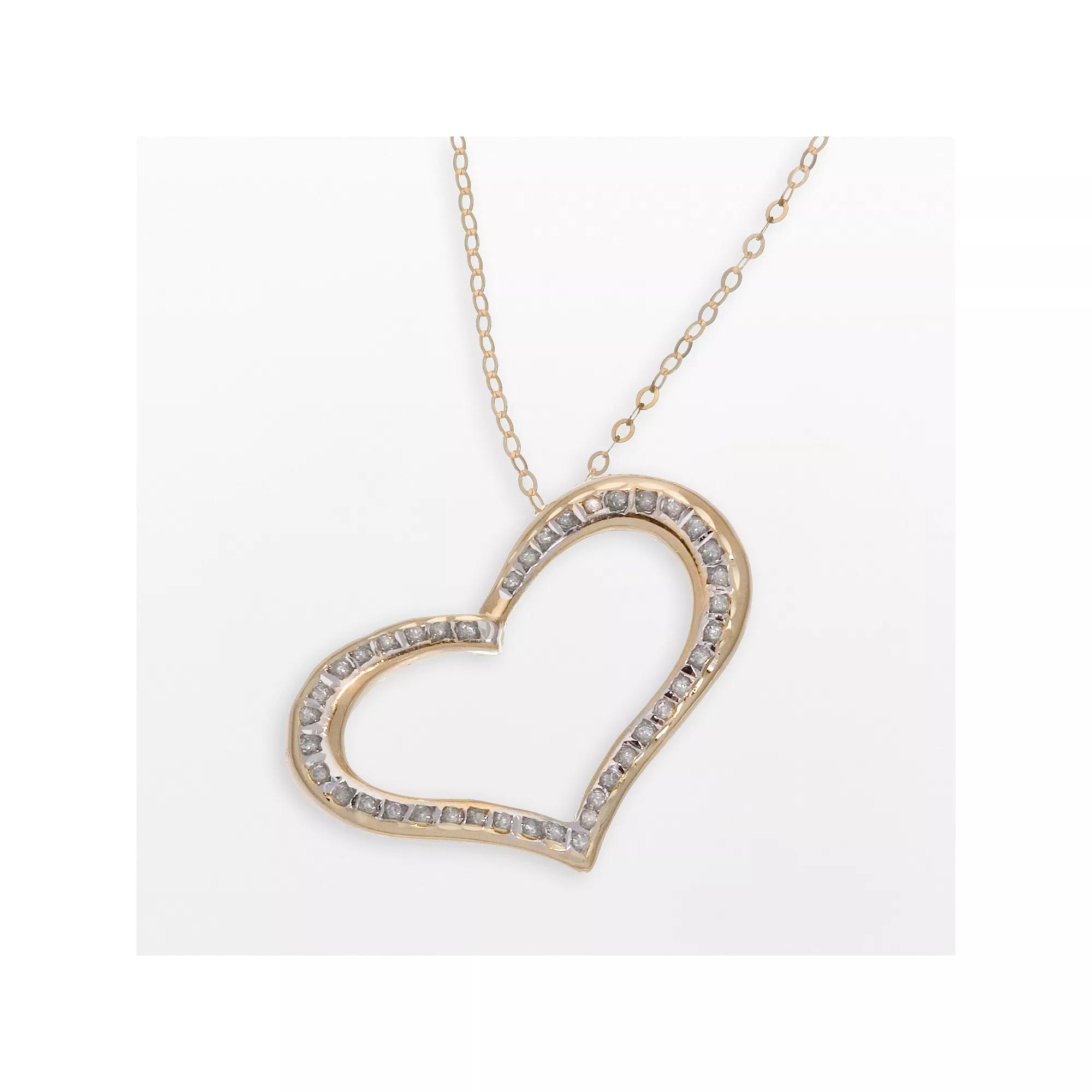 Diamond Fascination® 14k Gold Wide-Heart Pendant, Women's, Size: 18" Product Image