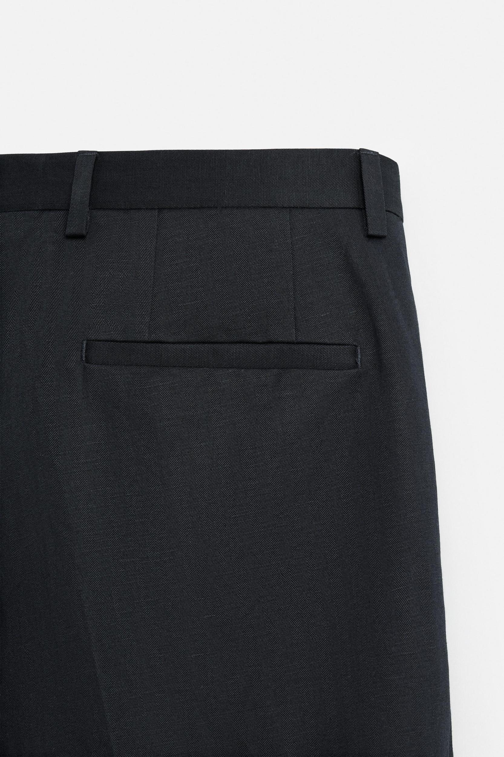 HERRINGBONE LINEN COTTON SUIT PANTS Product Image