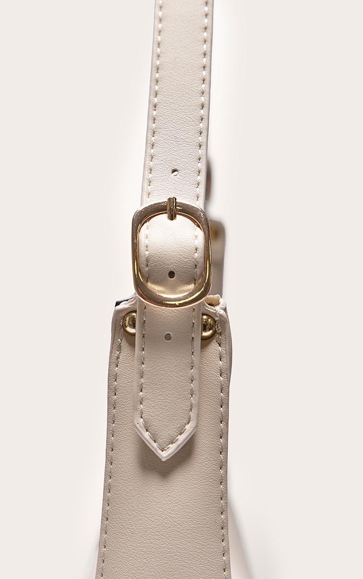 Cream Curved PU Shoulder Bag Product Image