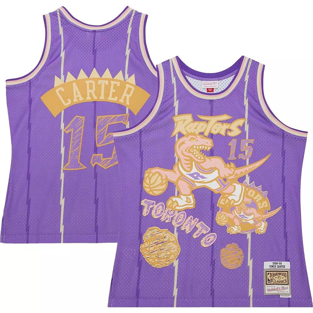 Men's Mitchell & Ness Vince Carter Purple Toronto Raptors Swingman Sidewalk Sketch Jersey, Size: Small, Rpt Purple Product Image