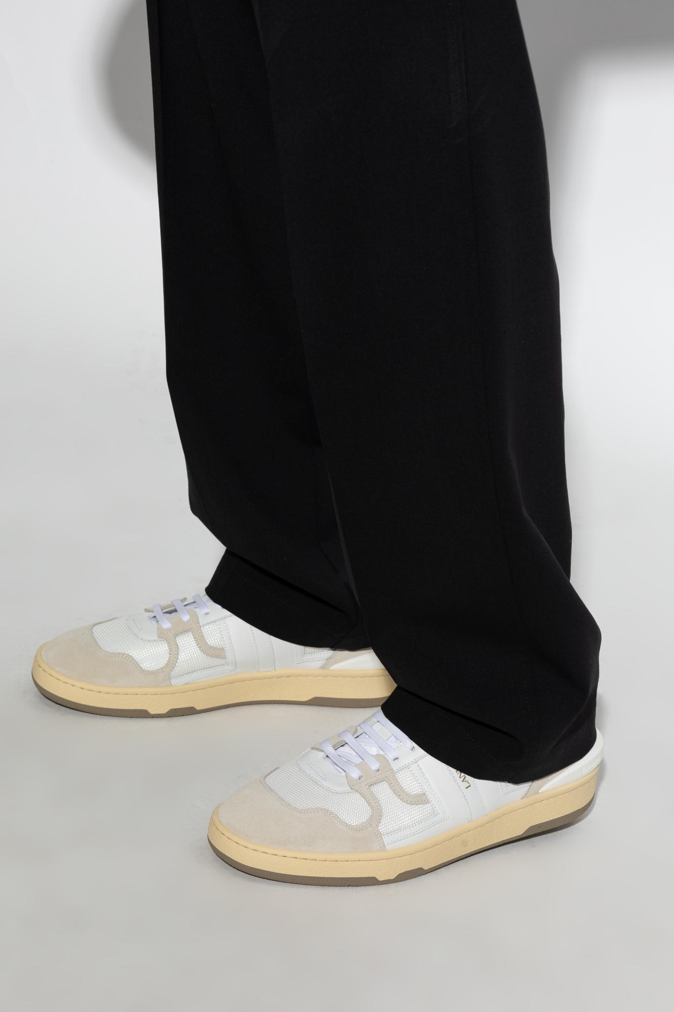 LANVIN Mesh And Leather Clay Sneakers With In White Product Image