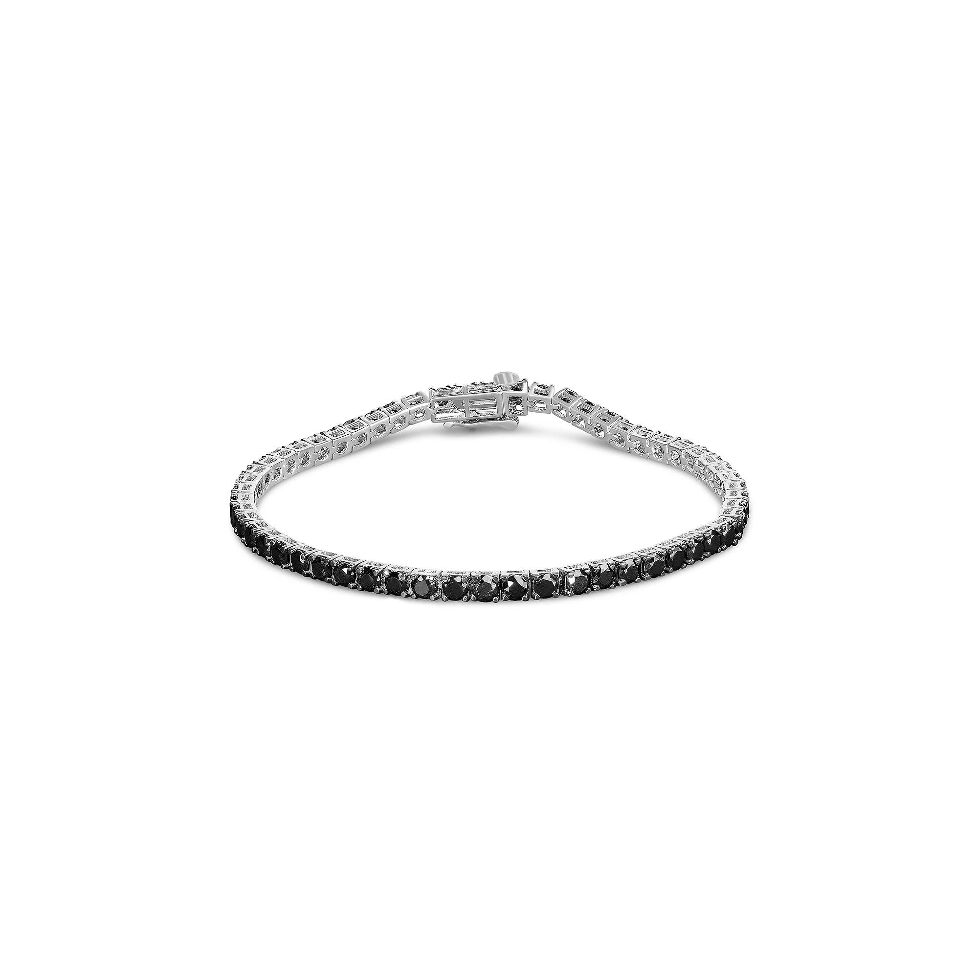 Haus of Brilliance Sterling Silver 4-Prong Set Black Round-Cut Diamond Tennis Bracelet, Women's,  Product Image