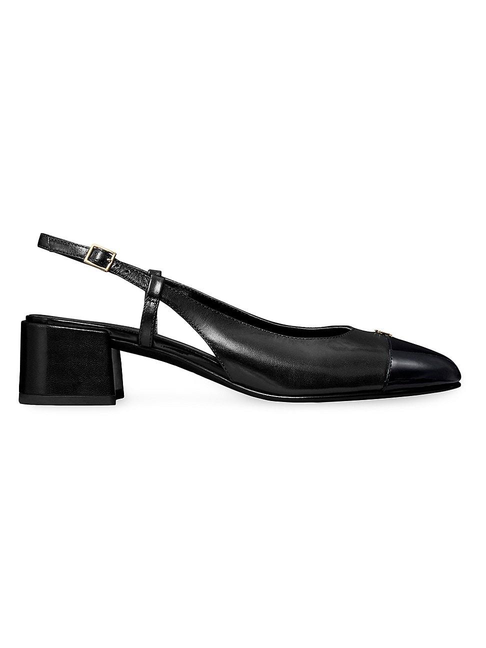 Womens 45MM Cap-Toe Leather Slingback Pumps Product Image