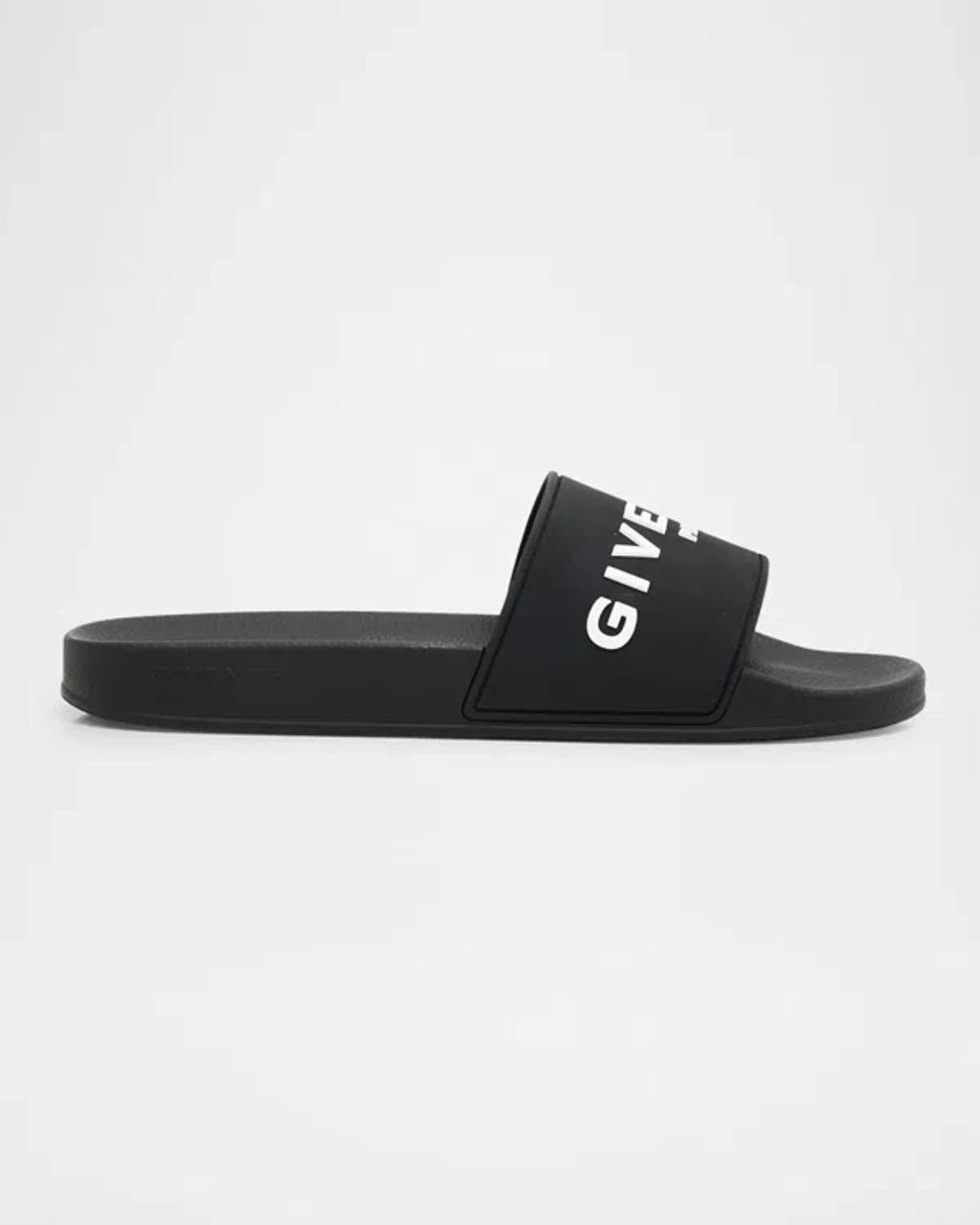 Men's Leather Logo Slide Sandals Product Image