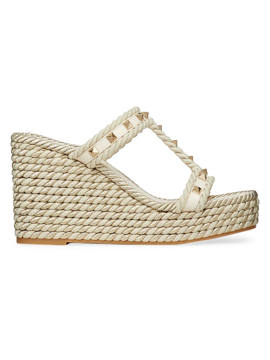 Rockstud Metallic T-Strap Espadrille Sandals Product Image