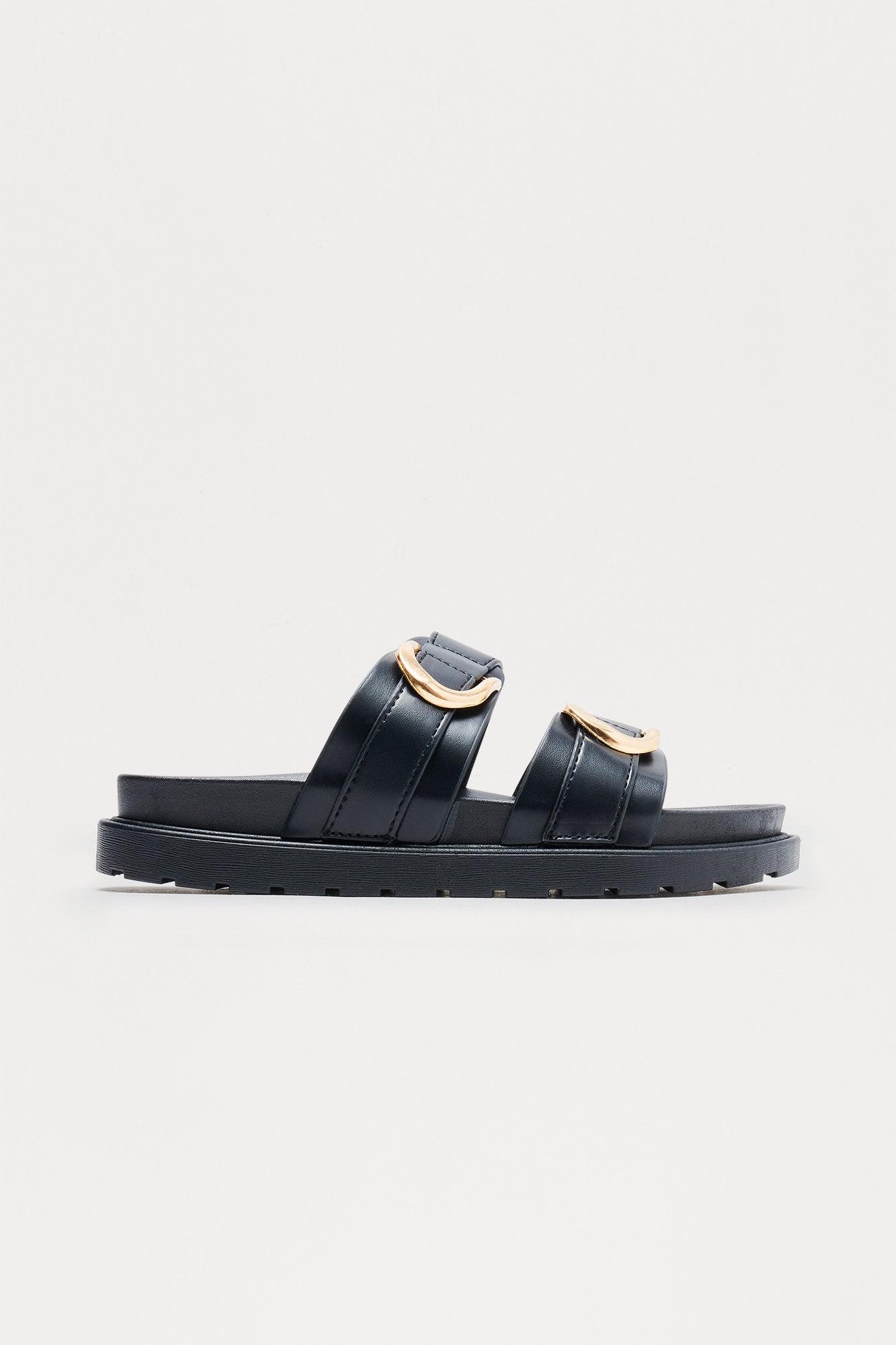 Felix Buckle Slip On Sandals - Black Female Product Image