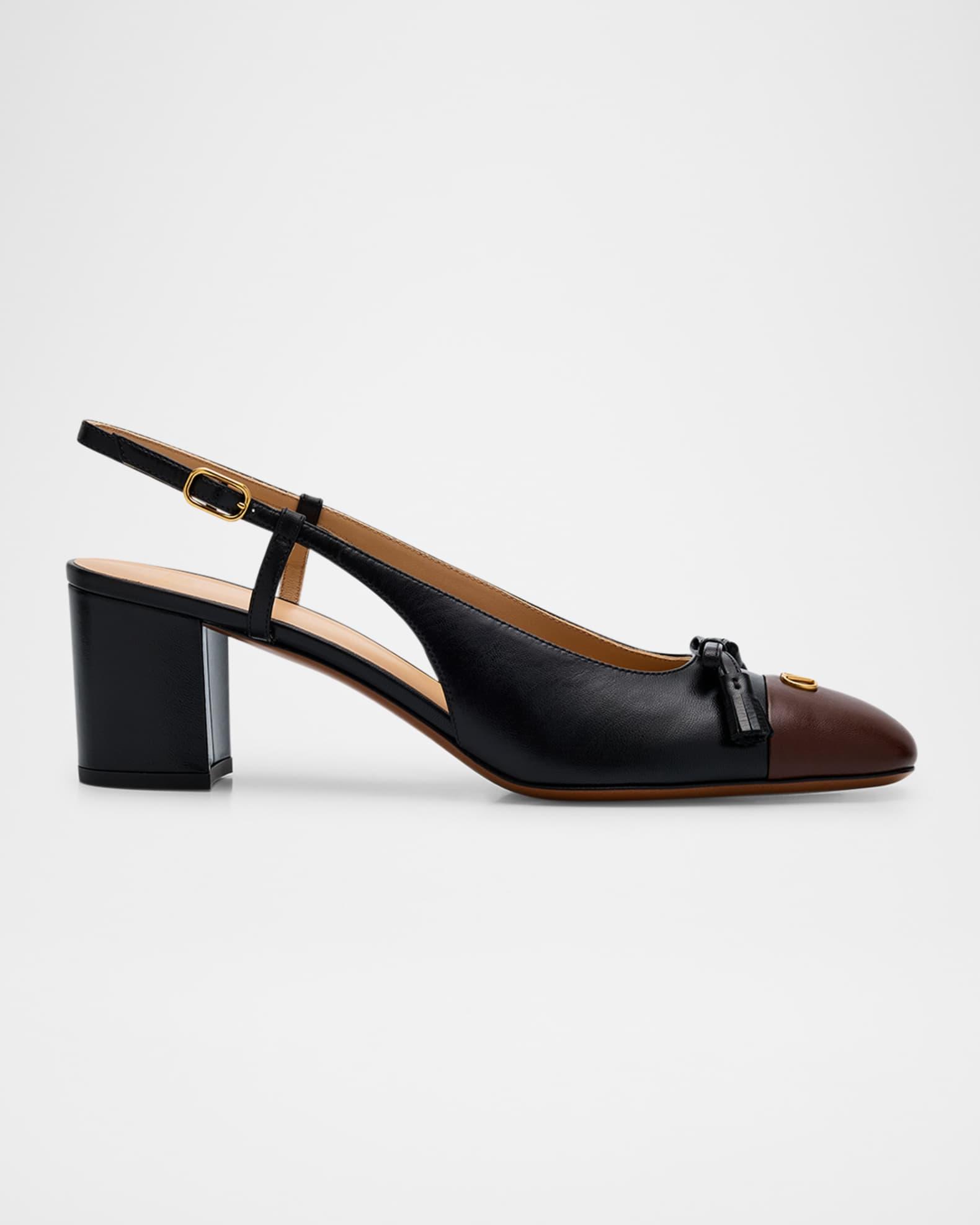 Valet Du Roi VLogo Leather Slingback Pumps Product Image